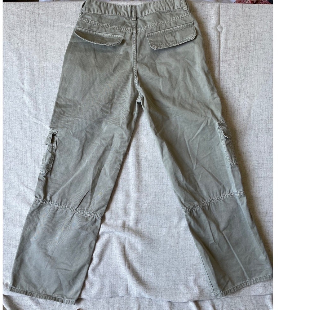 Zara Womens Cargo Pants Olive Green Utility loose  Size 4